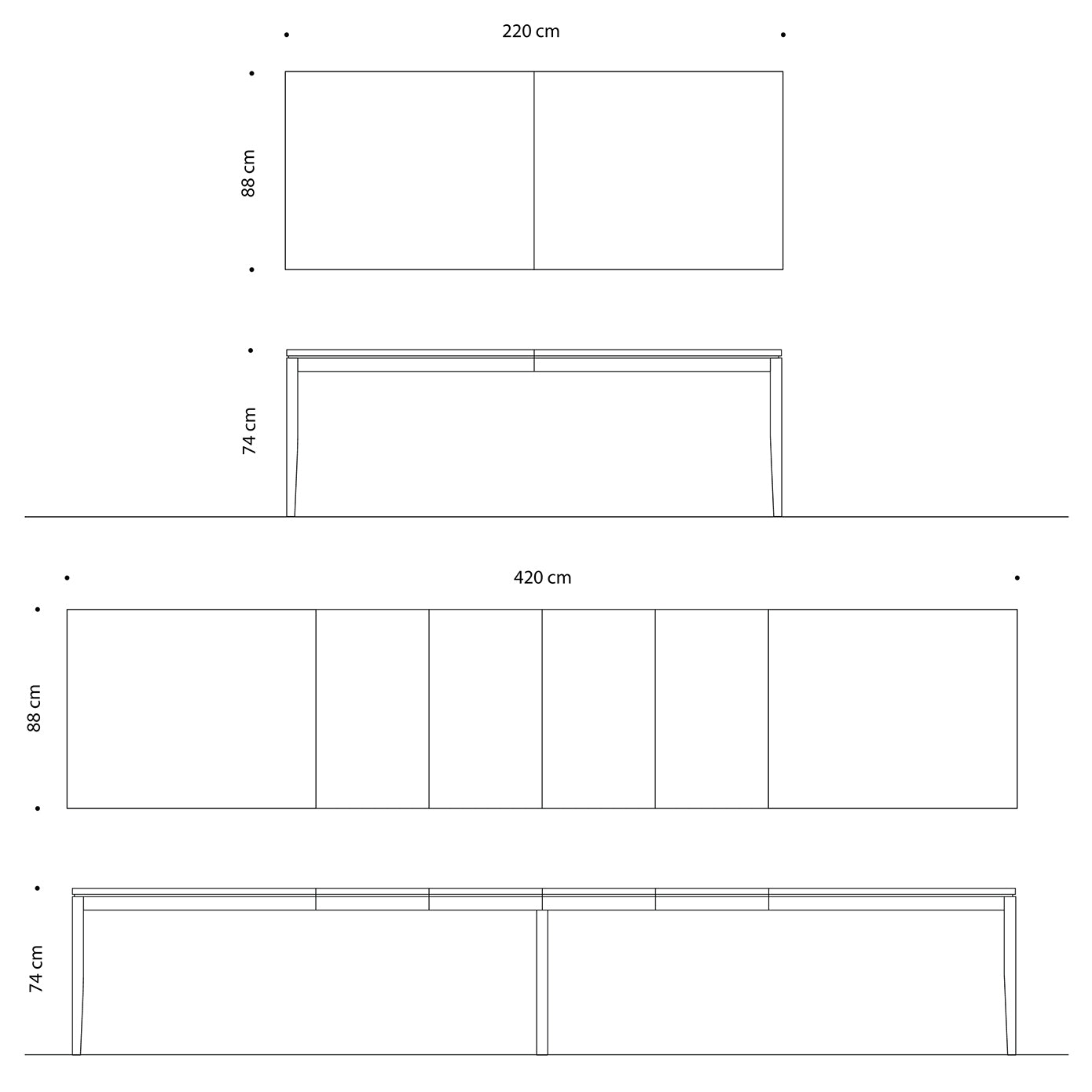 Tilen Spisebord 220 x 88/100