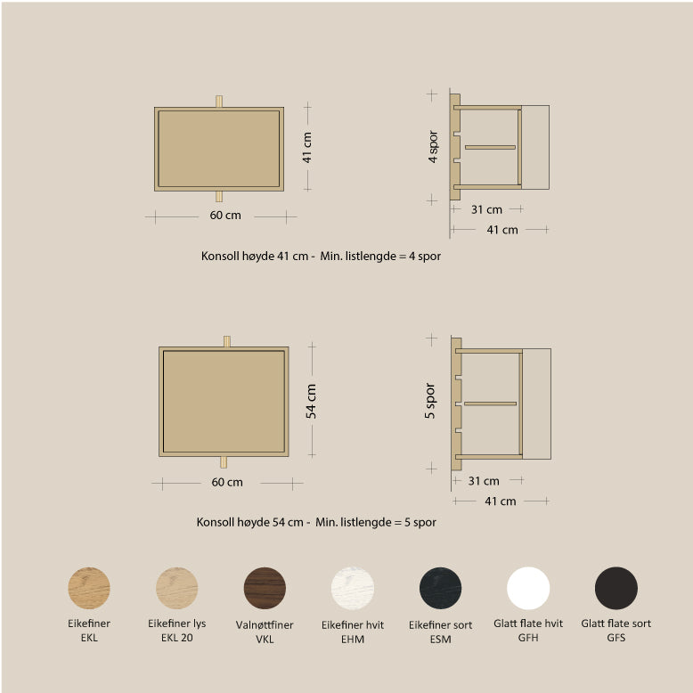 Abel - Konsoll - Vegghengt - B120 - H41