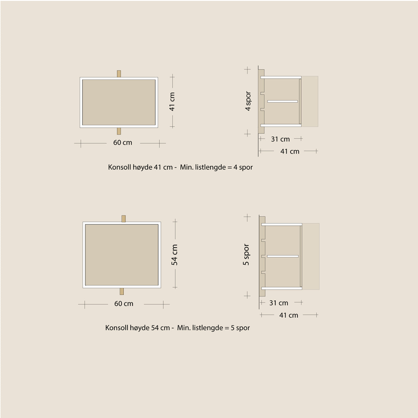 Abel - Konsoll - Vegghengt - B180 - H54