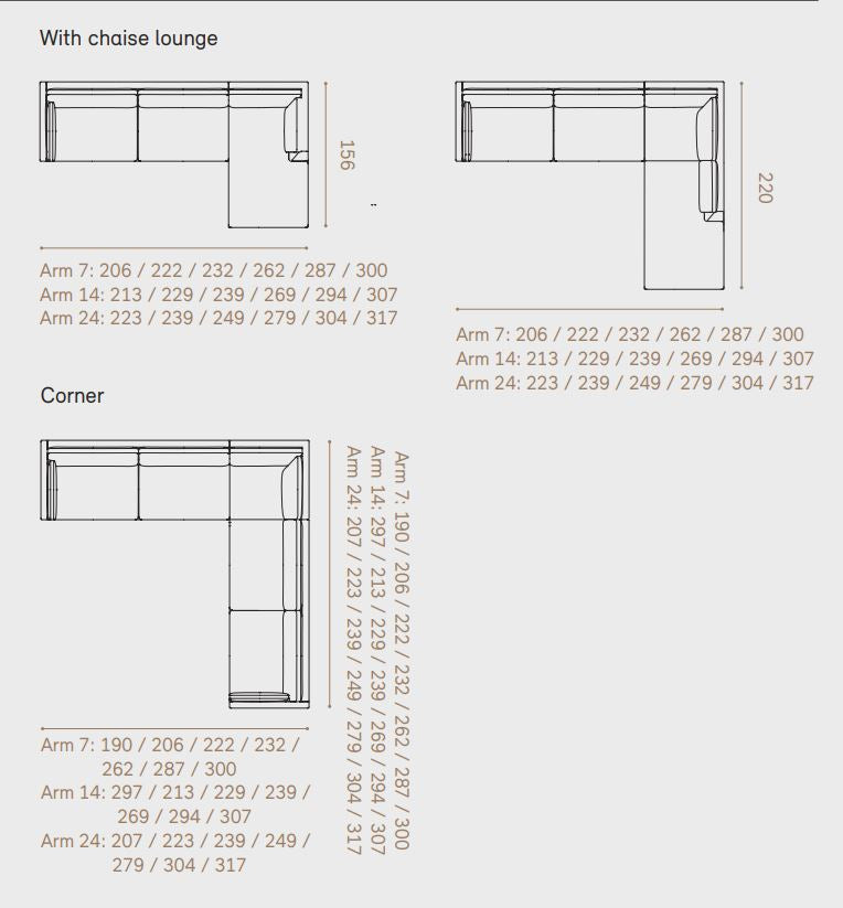 Arena 7 sofa - 222 cm