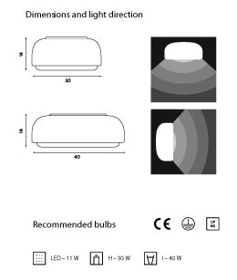 Over Me - Tak og veggllampe D 20 cm - Sort