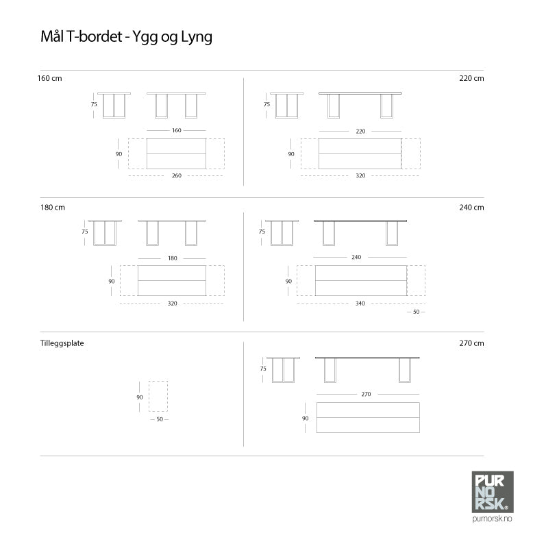 T-bordet - Spisebord - Eik - 180 cm