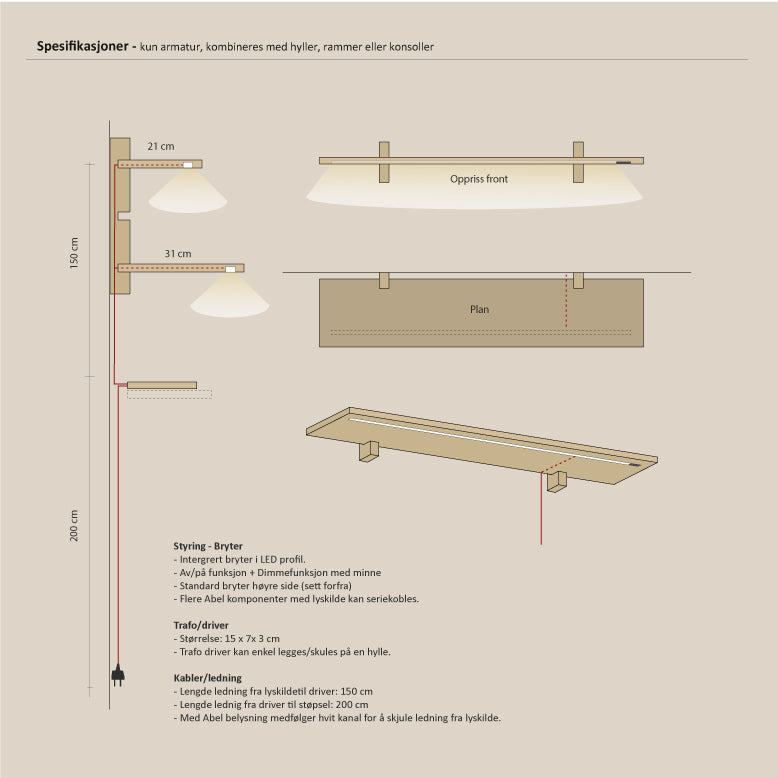 Abel system - Belysning 40 cm