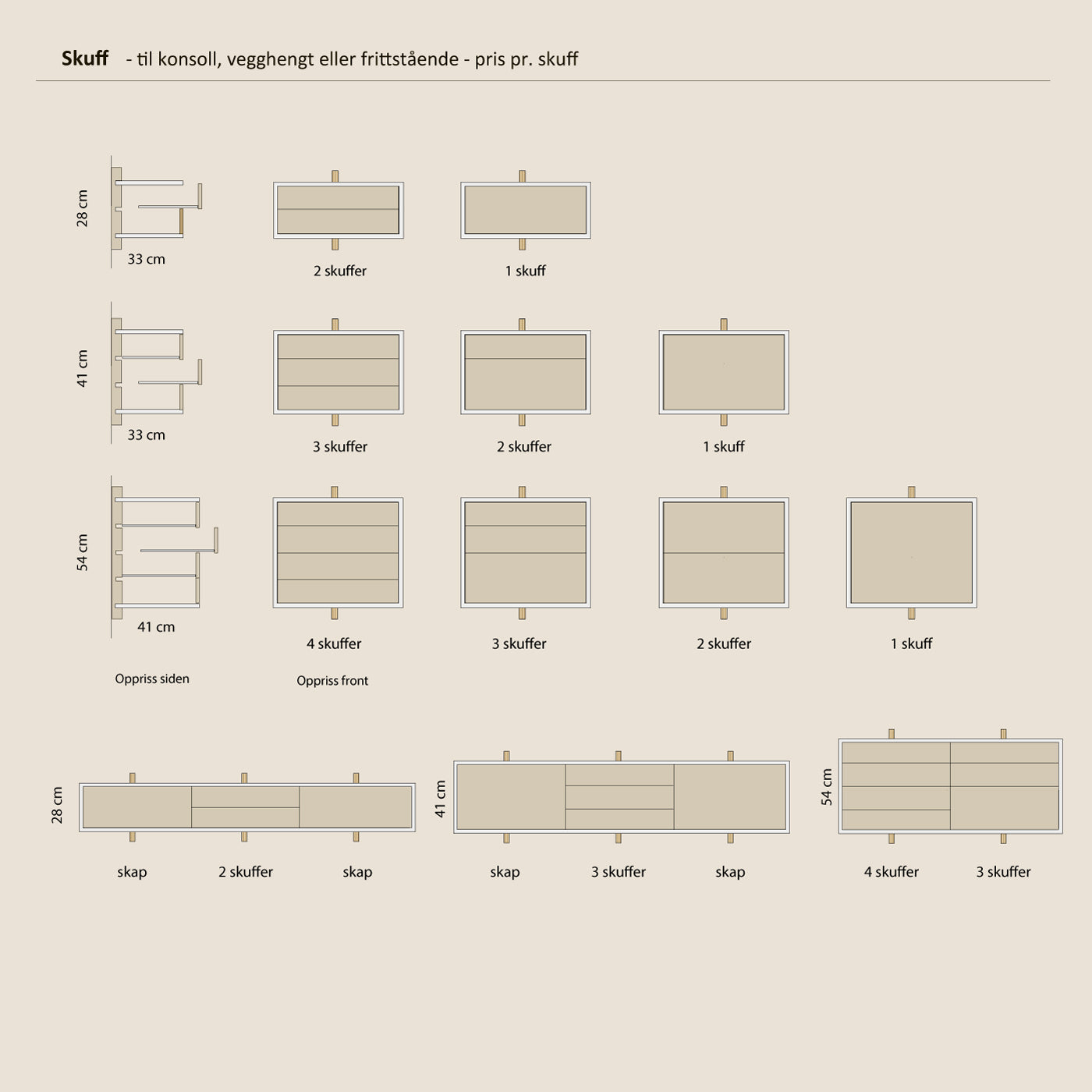 Abel system - Skuffer konsoll - Høyde 28 cm