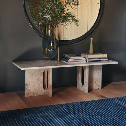 Androgyne Sofabord - 120 x 45 cm - Sten base & topp