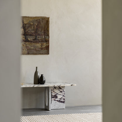 Androgyne Sofabord - 120 x 45 cm - Sten base & topp