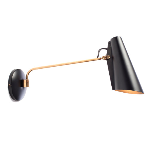 Birdy - Vegglampe - Lang - Sort / Messing