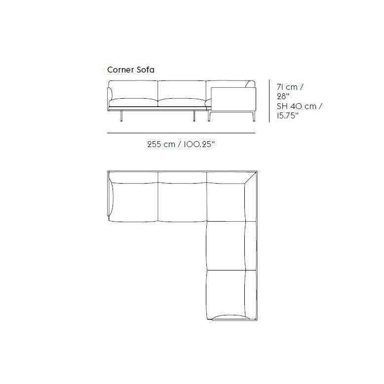 Outline - 3 seter - 254/254 cm - Hjørnesofa
