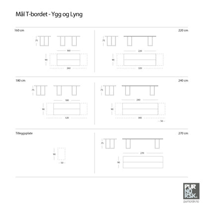 T-bordet - Spisebord - Eik - 220 cm
